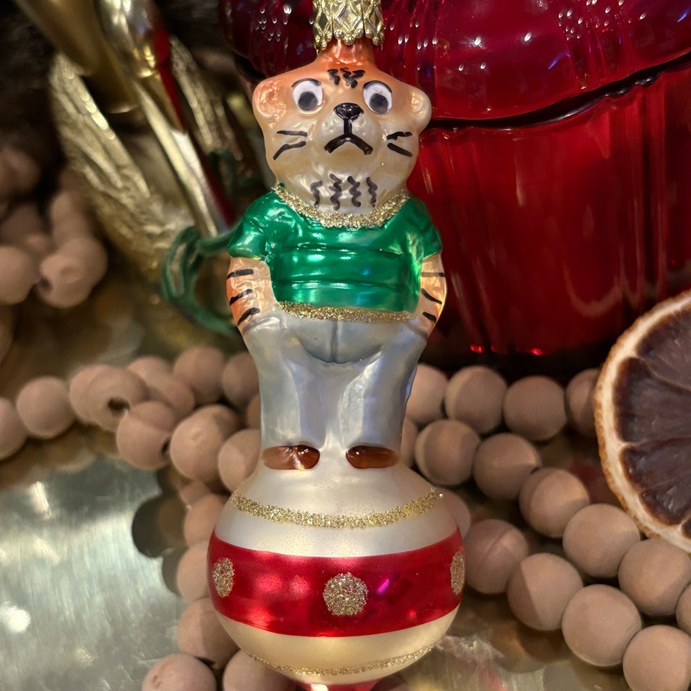 Vintage RARE Inge-Glas German Tiger Ornament